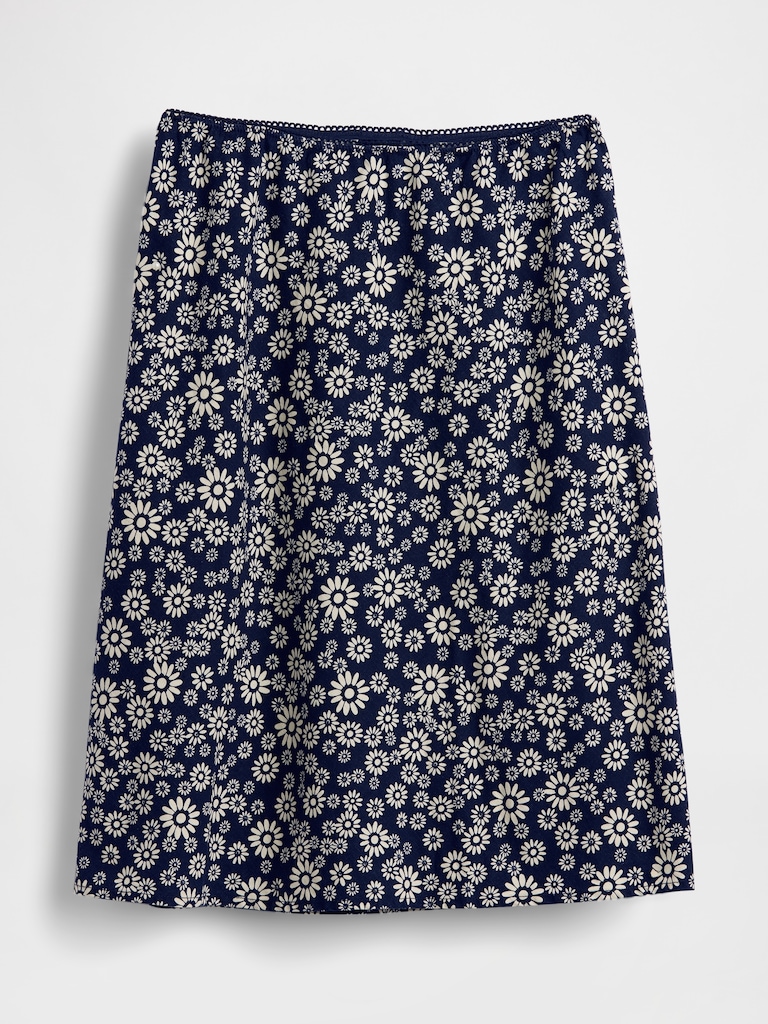 Linen-Blend Bias-Cut Skirt