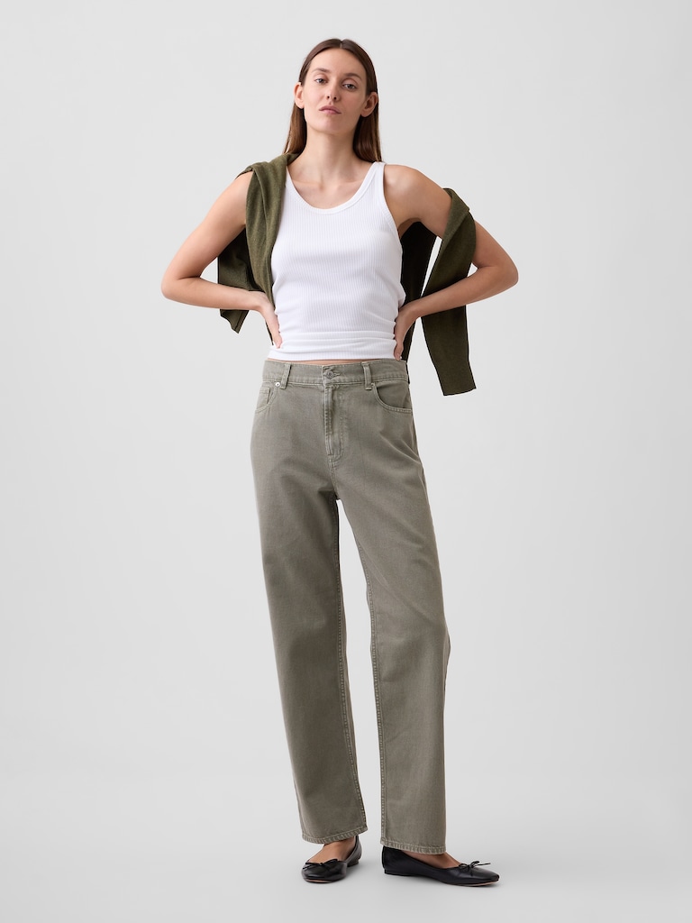 Low Slung Relaxed Straight Crop Jeans