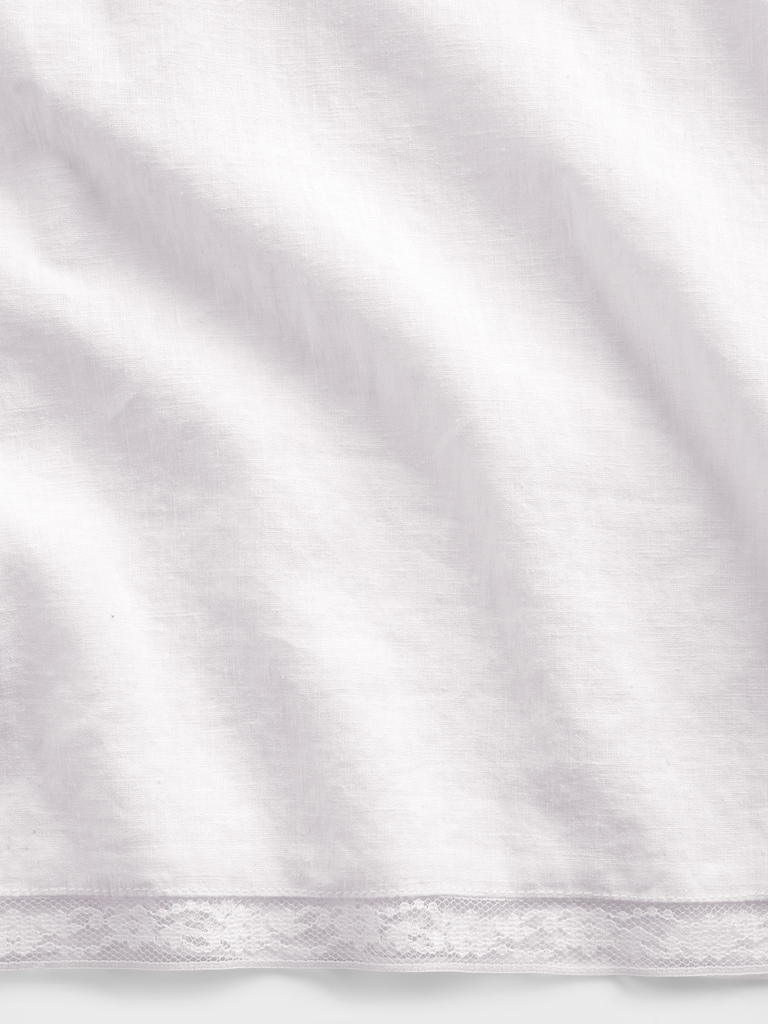 Linen-Blend Lace-Hem PJ Pants