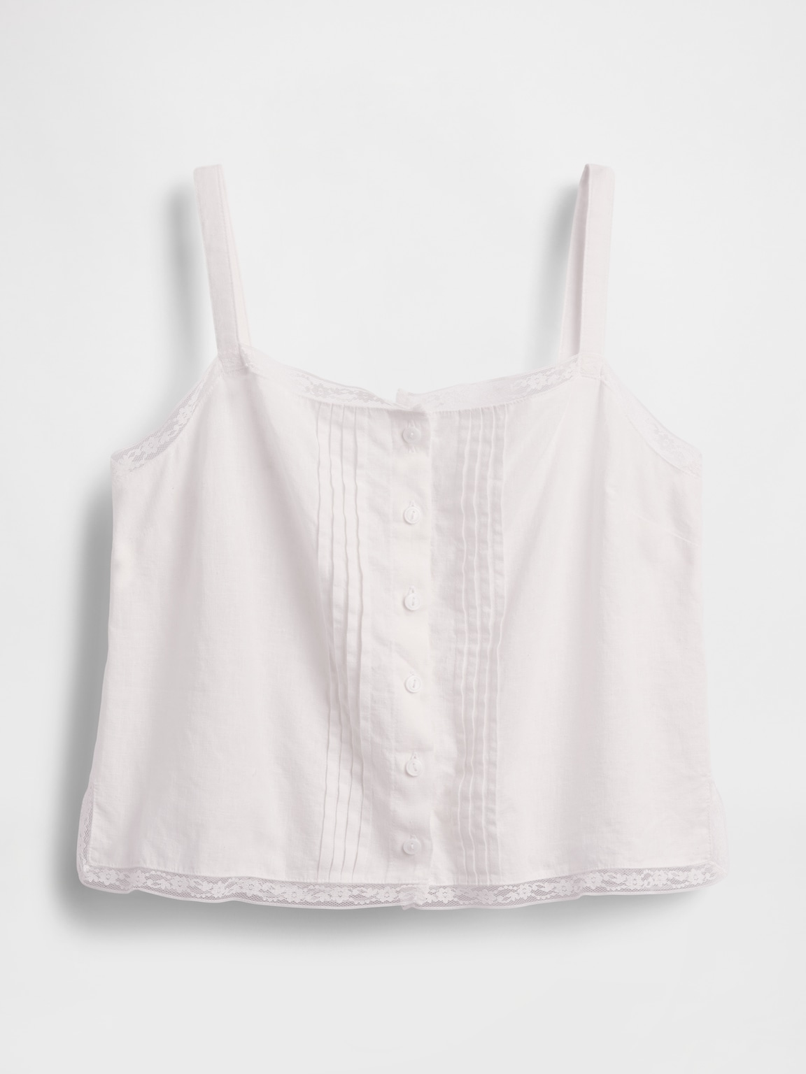 Linen-Blend Pintuck Crop PJ Tank Top