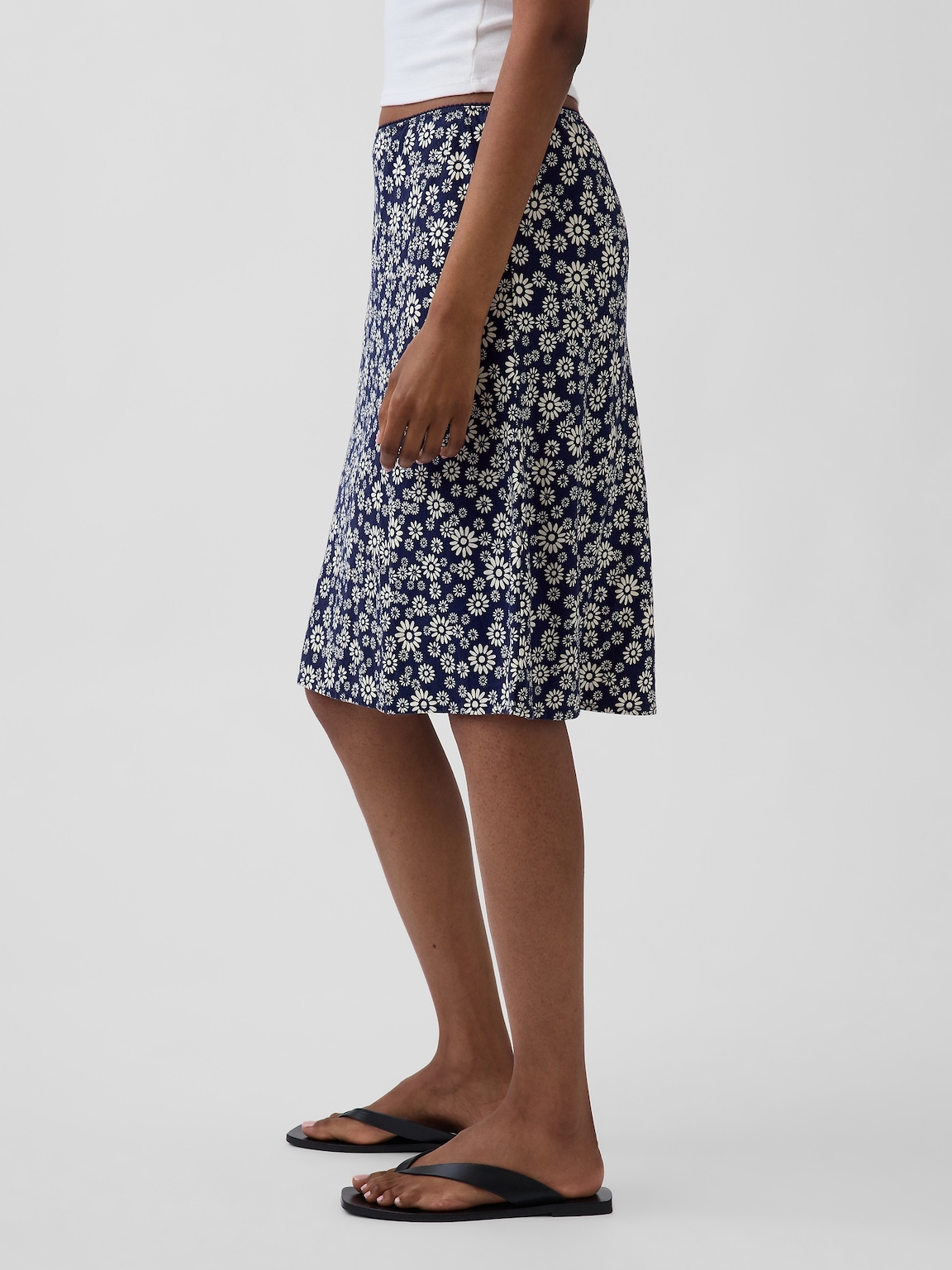 Linen-Blend Bias-Cut Skirt