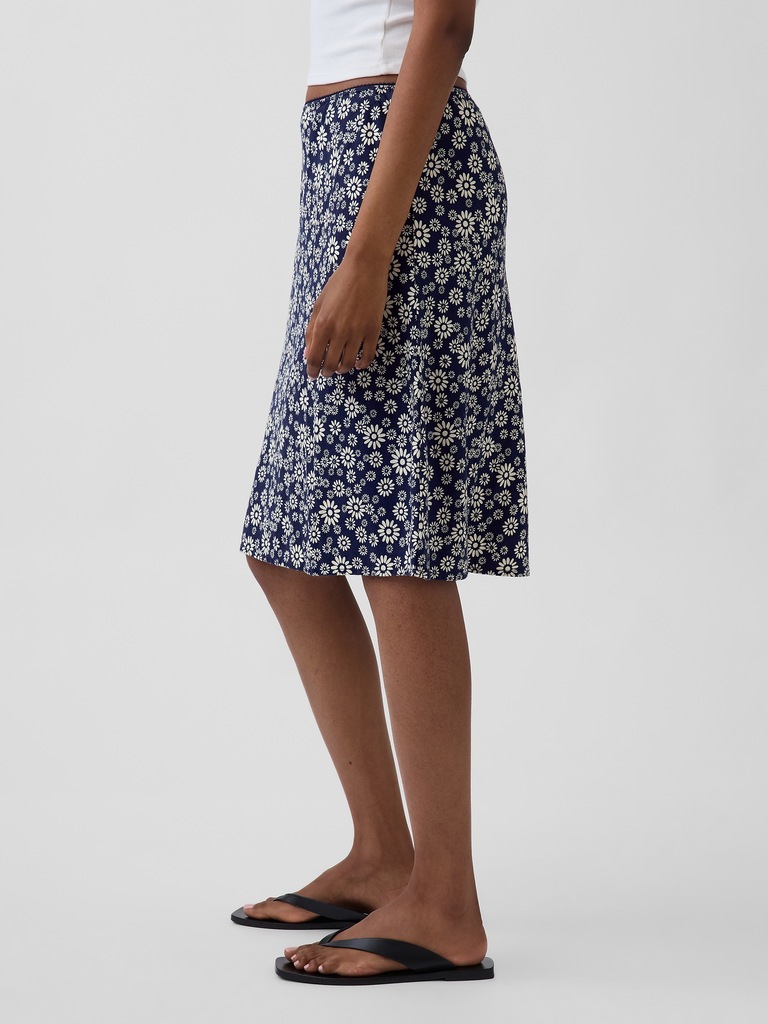 Linen-Blend Bias-Cut Skirt