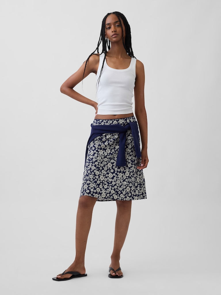 Linen-Blend Bias-Cut Skirt