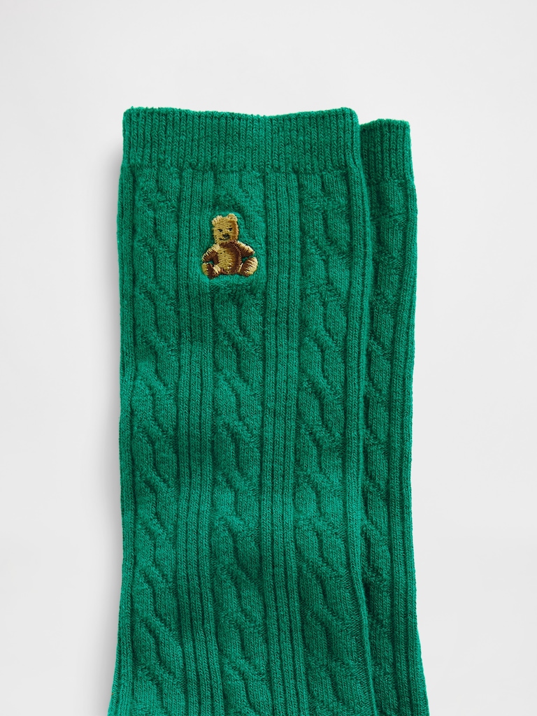 Brannan Bear Cable-Knit Crew Socks