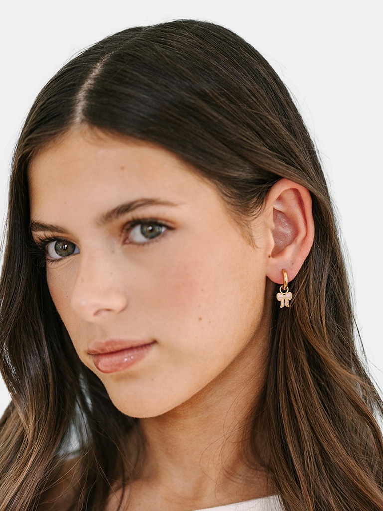 Pierced Co Pink Bow Charm For Huggie Earrings