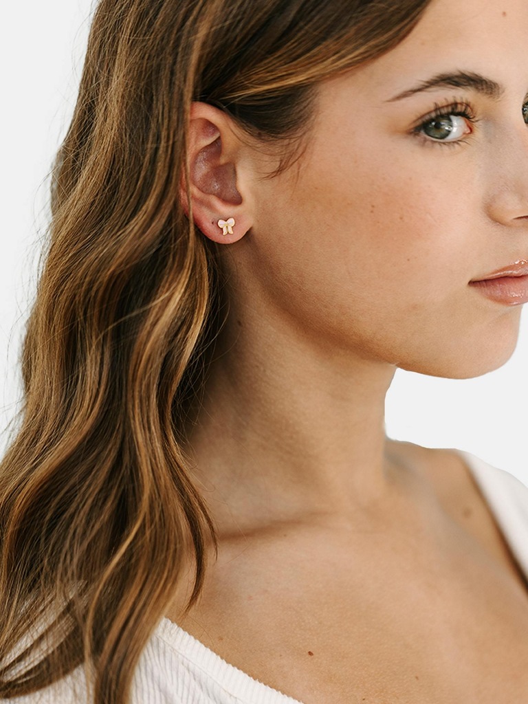 Pierced Co Pink Bow Screwback Earrings