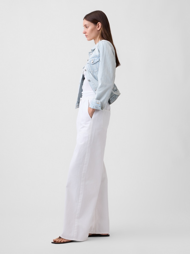 Mid Rise Soft Pull-On Wide-Leg Jeans