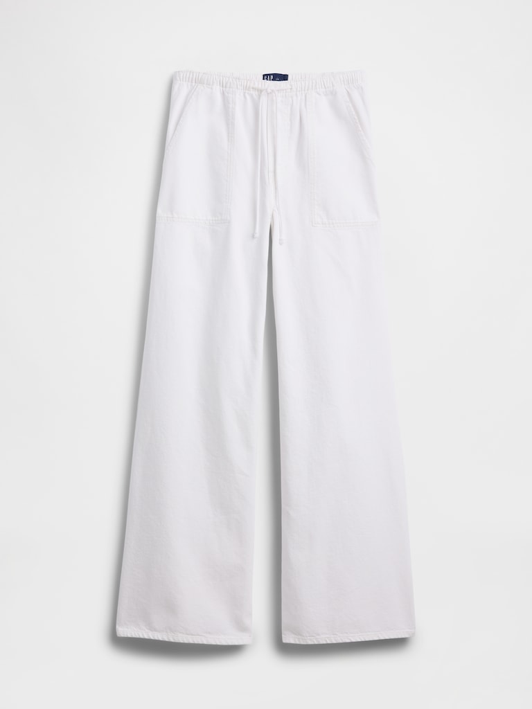 Mid Rise Soft Pull-On Wide-Leg Jeans