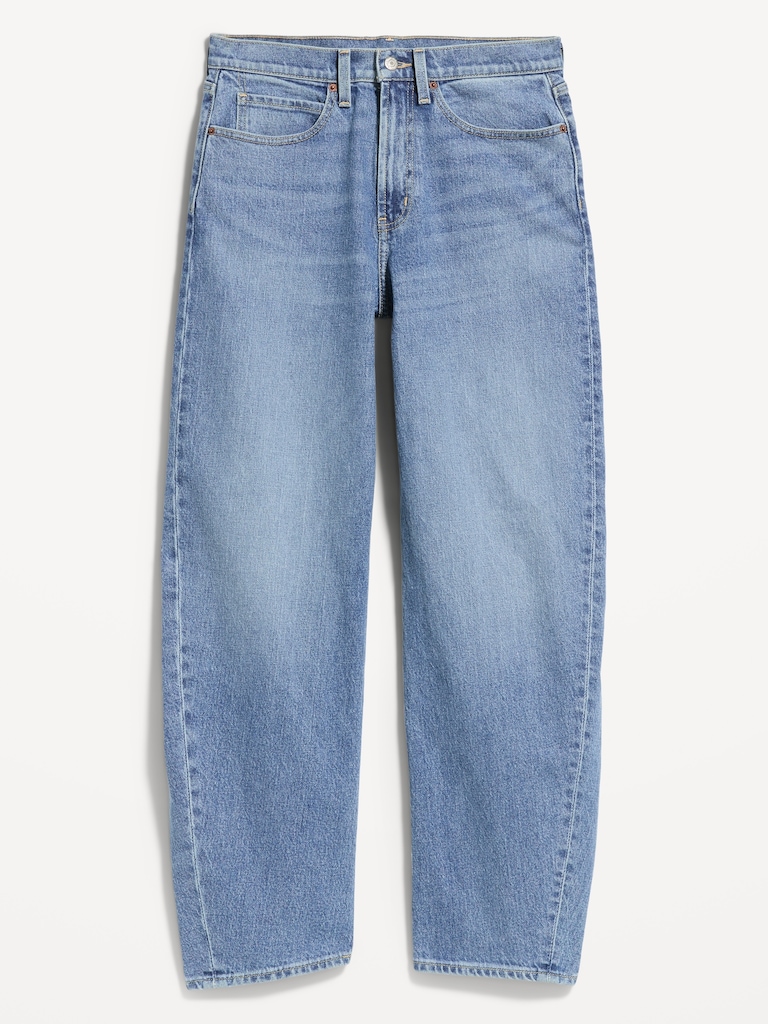 High-Waisted Baggy Barrel Jeans