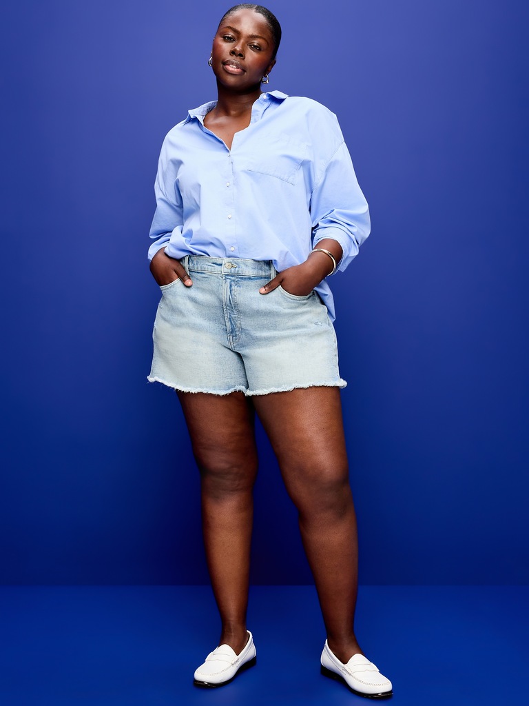 Curvy High-Waisted OG Jean Cut-Off Shorts -- 4-inch inseam