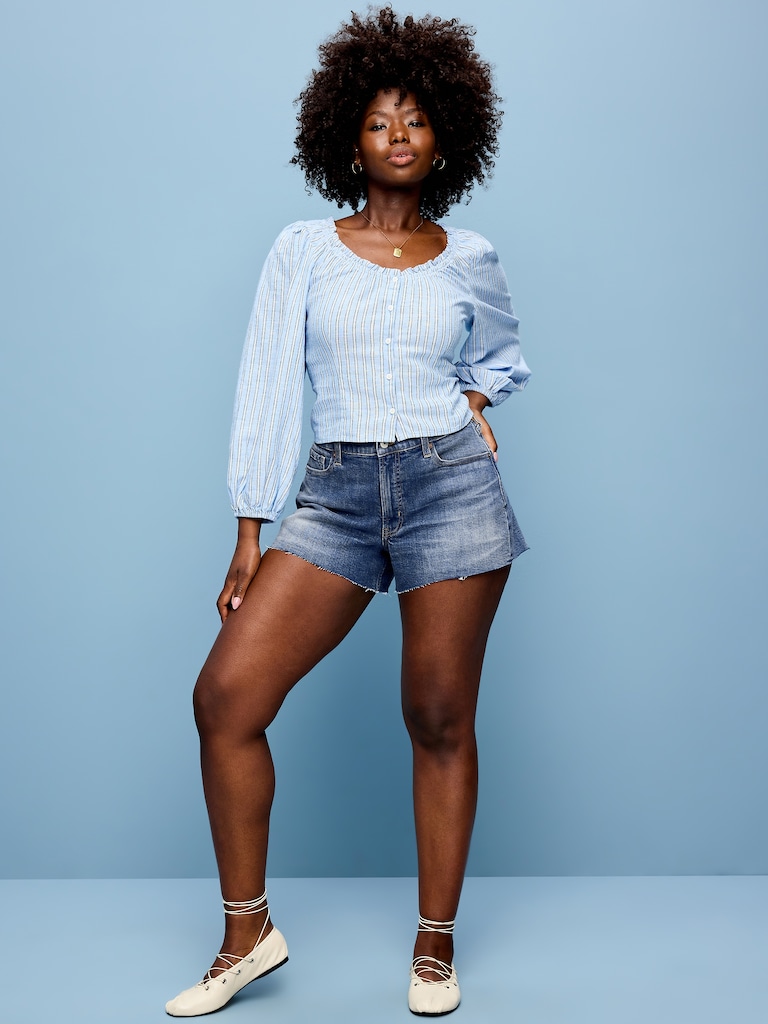 Curvy High-Waisted OG Jean Cut-Off Shorts -- 4-inch inseam