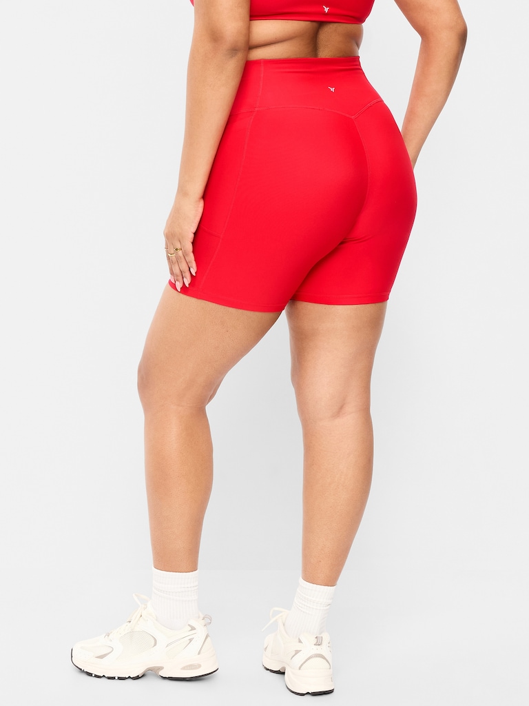 Extra-High Waisted PowerSoft Boundless Pocket Biker Shorts-- 6-inch inseam - No Front Seam