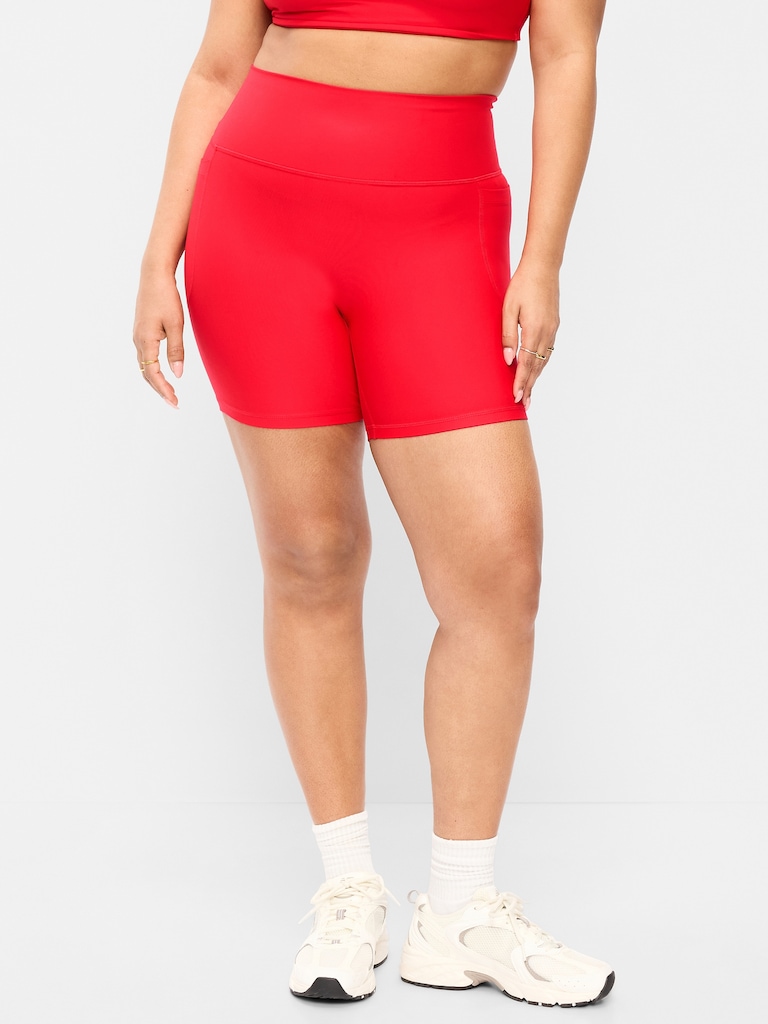 Extra-High Waisted PowerSoft Boundless Pocket Biker Shorts-- 6-inch inseam - No Front Seam