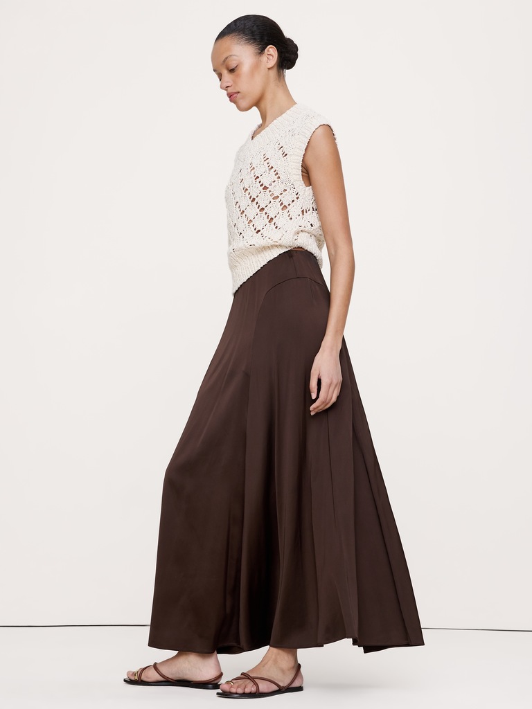 Stretch-Satin Maxi Skirt