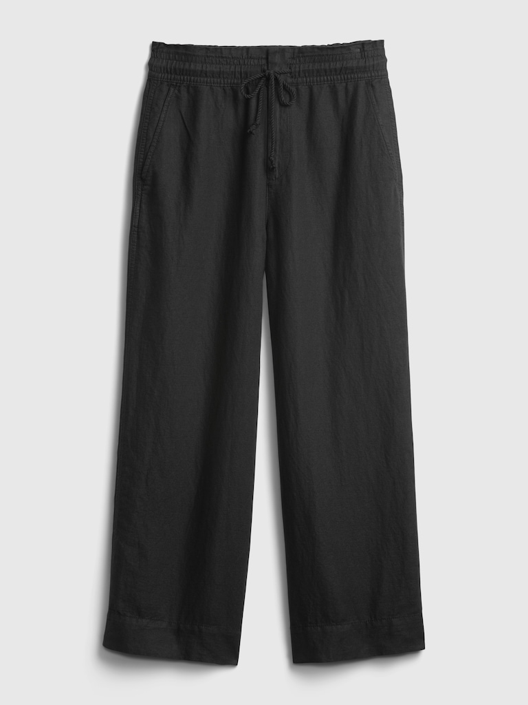 High Rise Linen-Blend Wide-Leg Pants