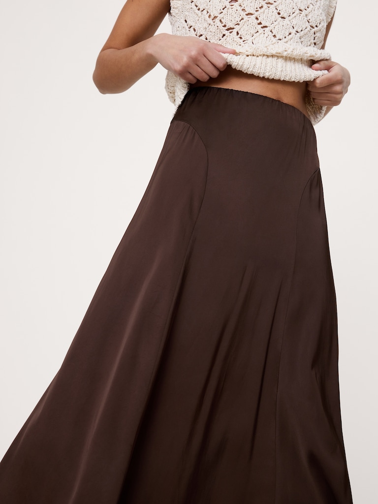 Stretch-Satin Maxi Skirt