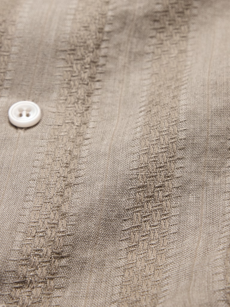 Standard-Fit Textured Linen-Cotton Shirt