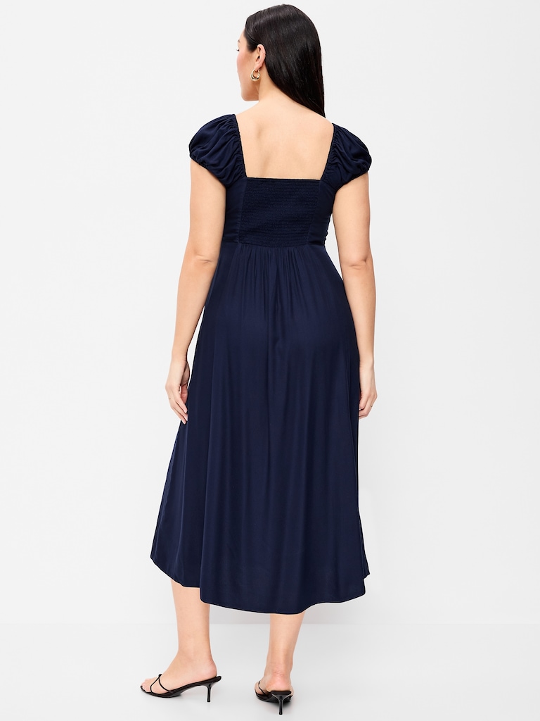 Short-Sleeve Fit & Flare Midi Dress