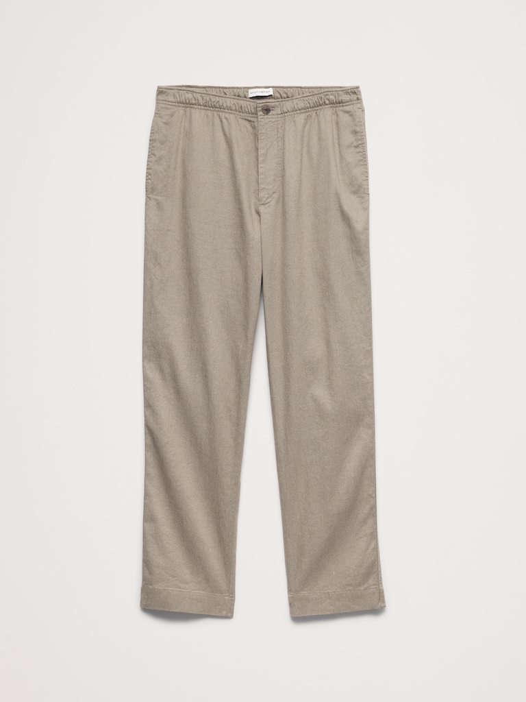 Straight Italian Linen-Cotton Pull-On Pant