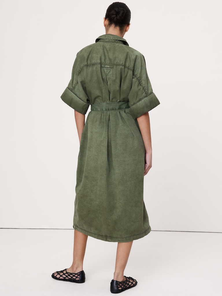 Utility Overdye Cotton Shirtdress