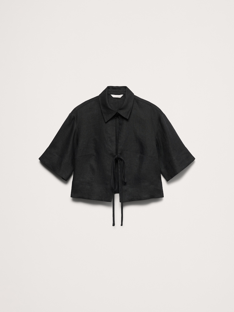 Linen Tie-Front Shirt