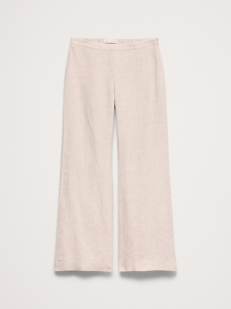 Mid-Rise Kick-Flare Linen Ankle Pant