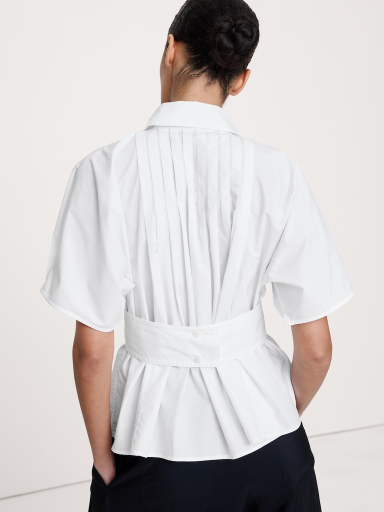Pleated Cotton Poplin Top