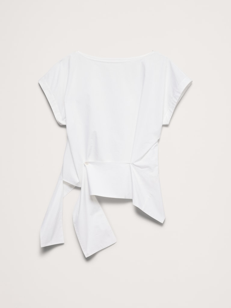 Cotton Poplin Boatneck Asymmetrical Top