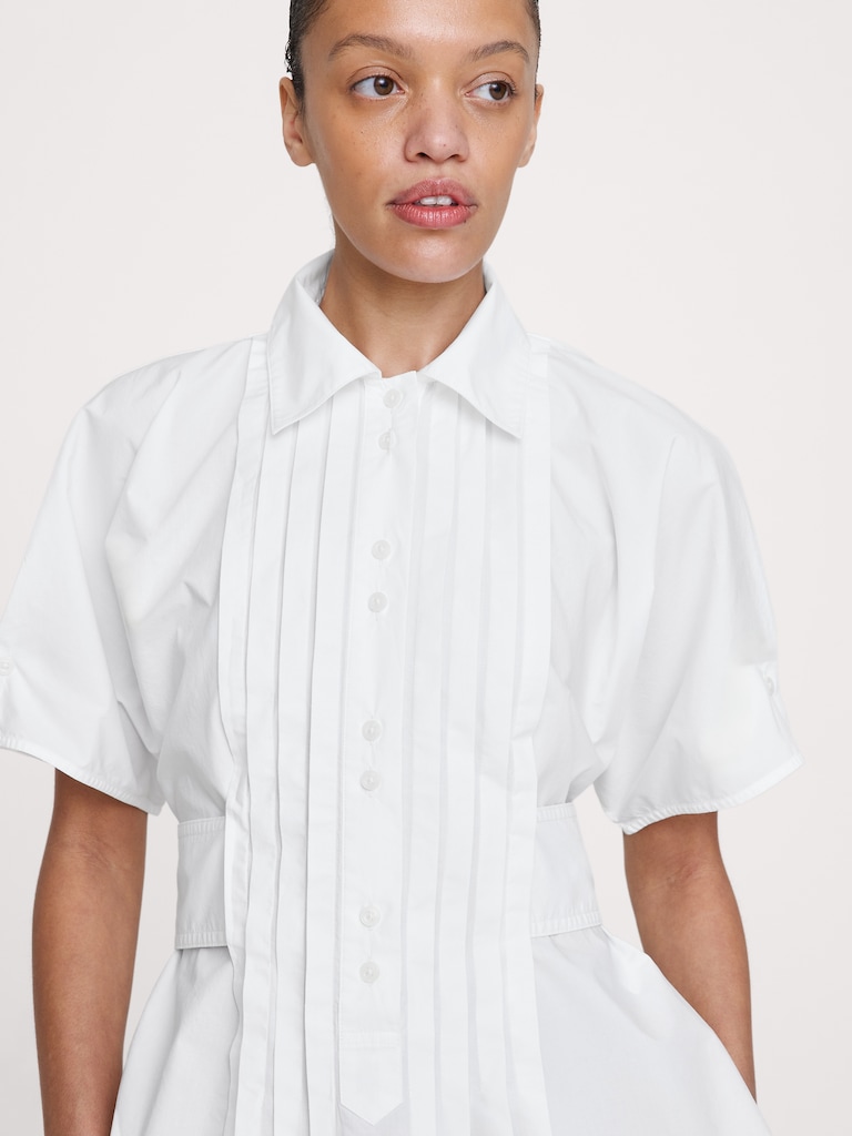 Pleated Cotton Poplin Top