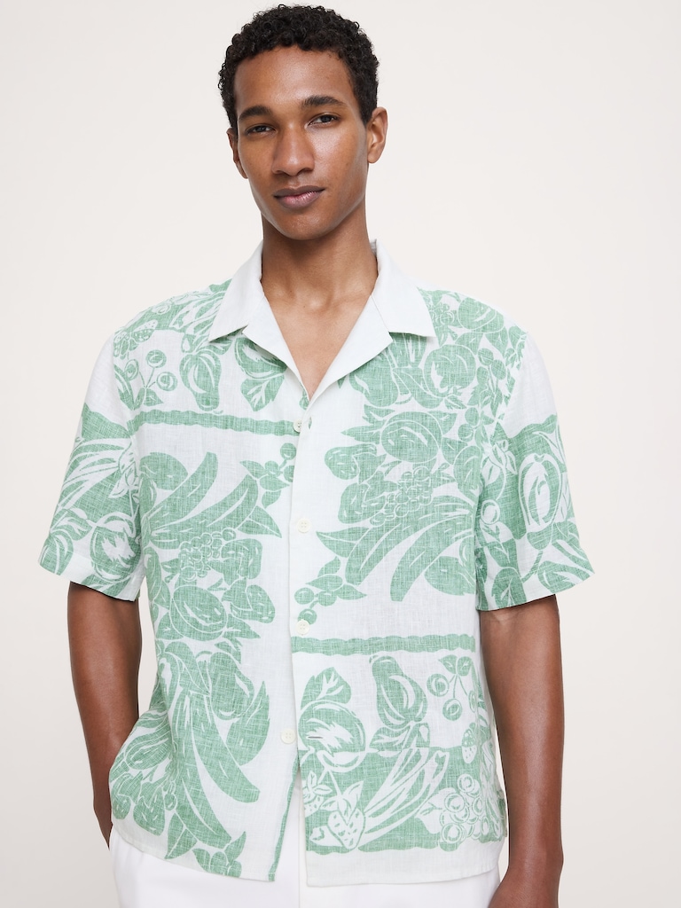 Relaxed-Fit Printed Linen Resort Shirt