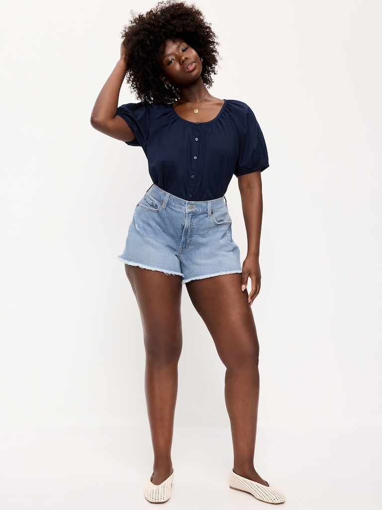 Curvy High-Waisted OG Jean Cut-Off Shorts -- 4-inch inseam