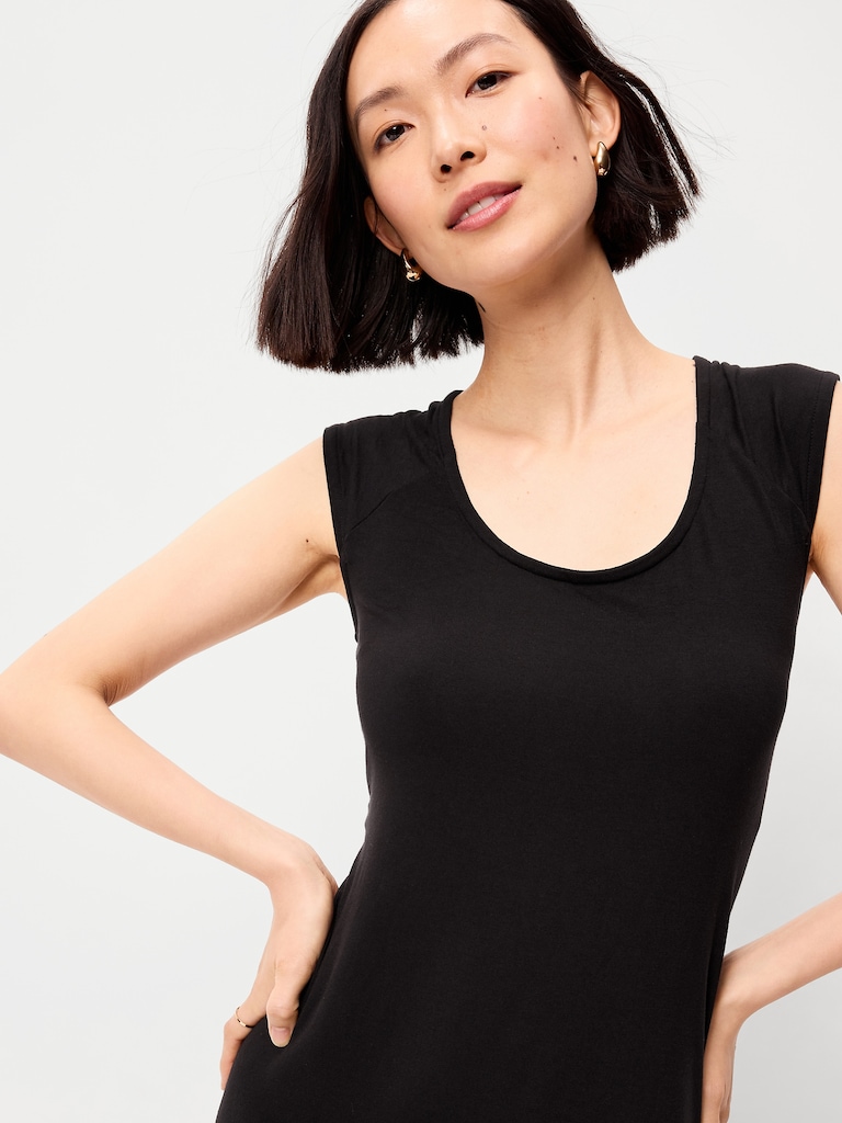 Short-Sleeve Scoop-Neck Mini Dress