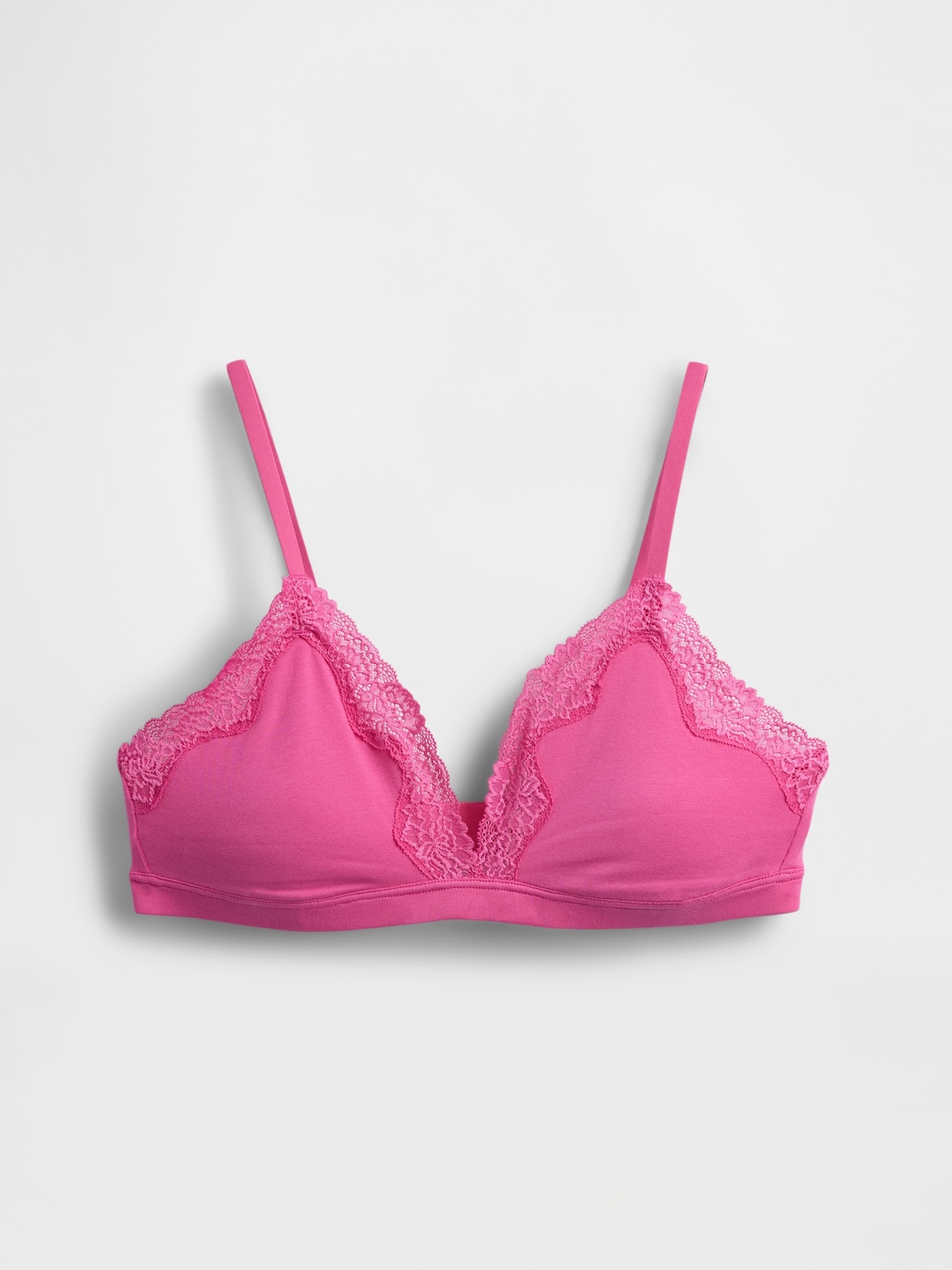 Organic Stretch Cotton Lace-Trim Triangle Bra