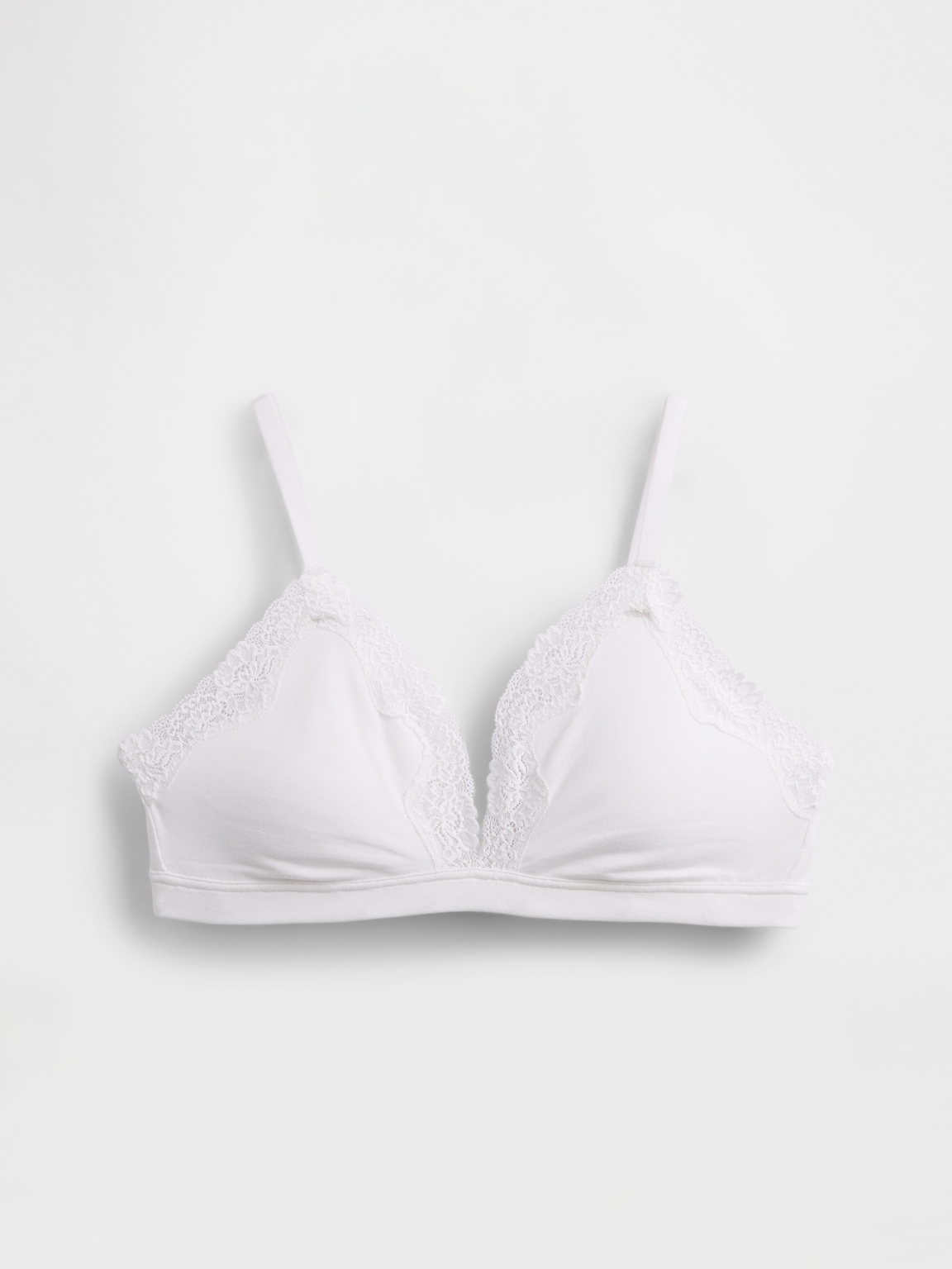 Organic Stretch Cotton Lace-Trim Triangle Bra