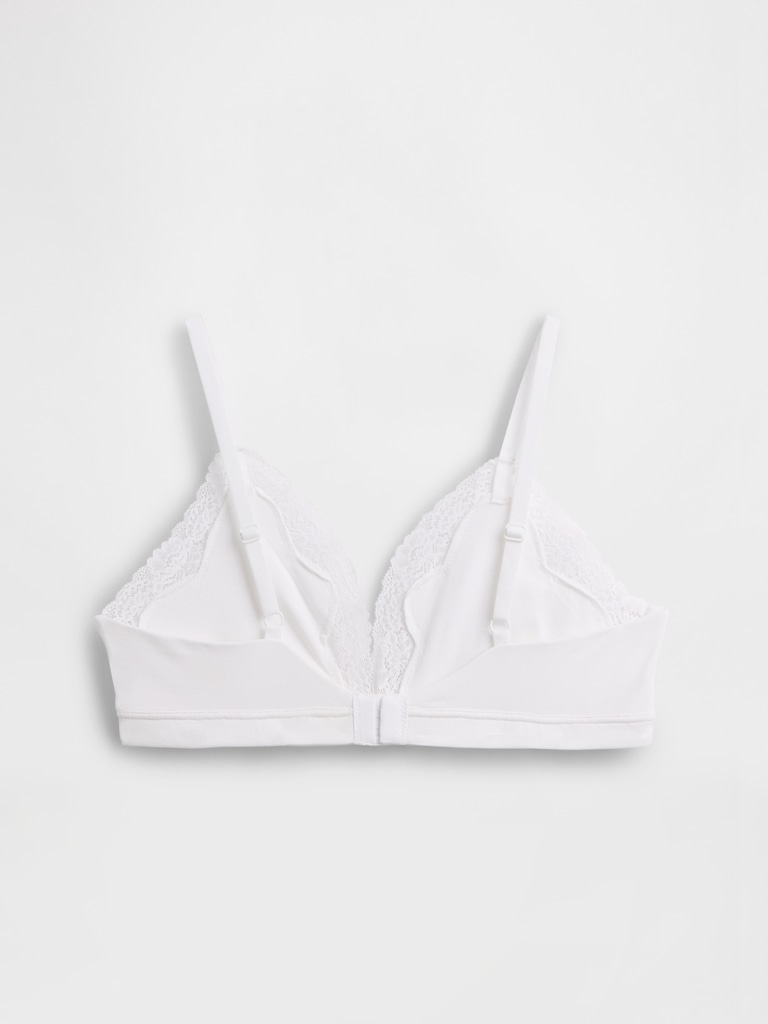 Organic Stretch Cotton Lace-Trim Triangle Bra