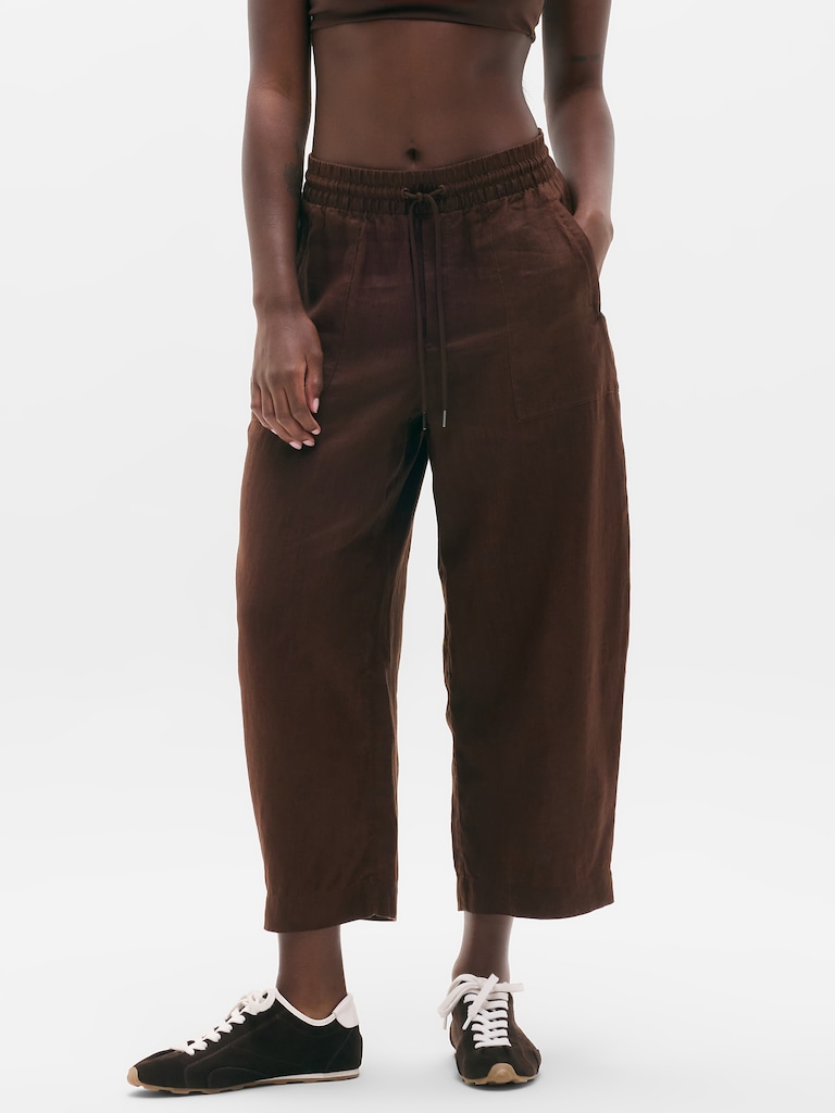 Retreat Linen Easy Barrel Crop Pant