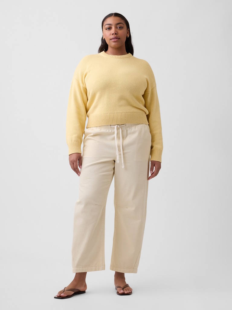 Mid Rise Pull-On Barrel Jeans