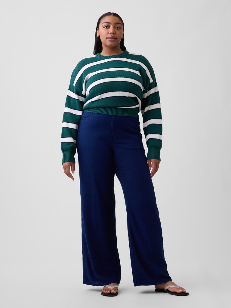 High Rise Linen-Blend Wide-Leg Pants