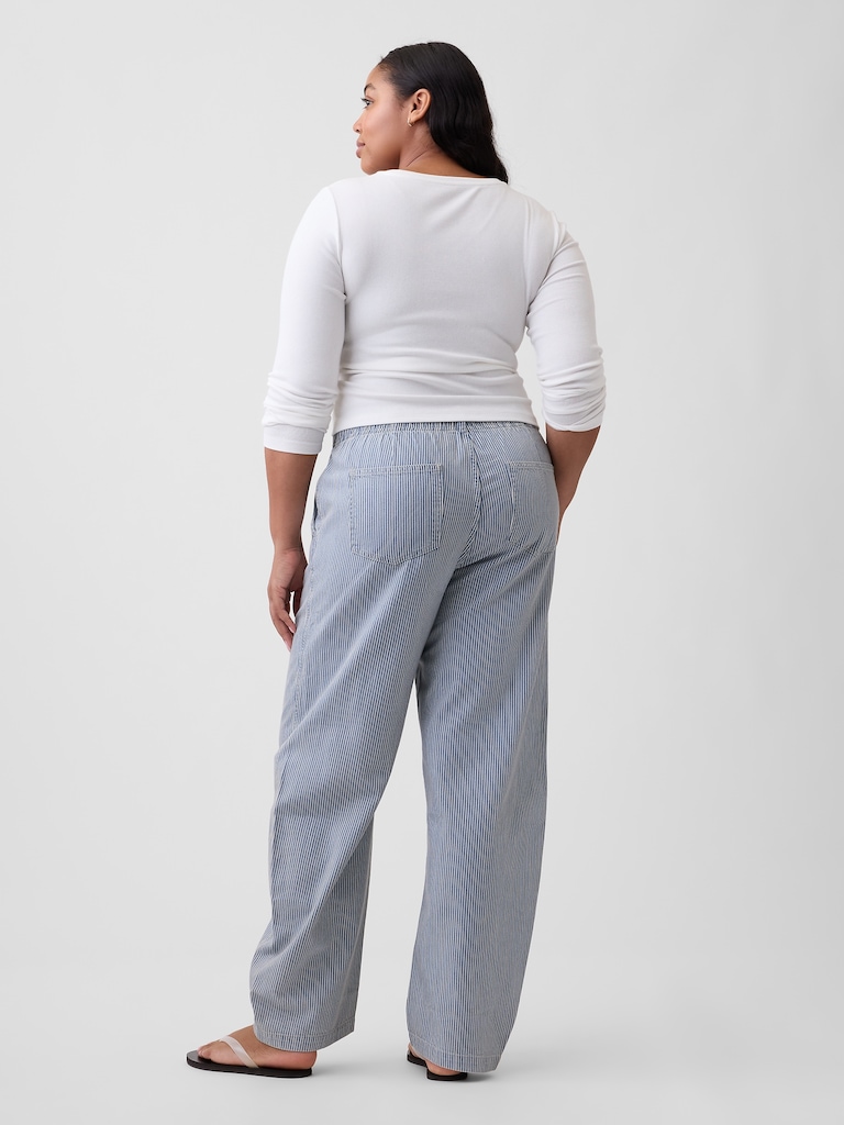 Mid Rise SuperSoft Stripe Pull-On Barrel Jeans