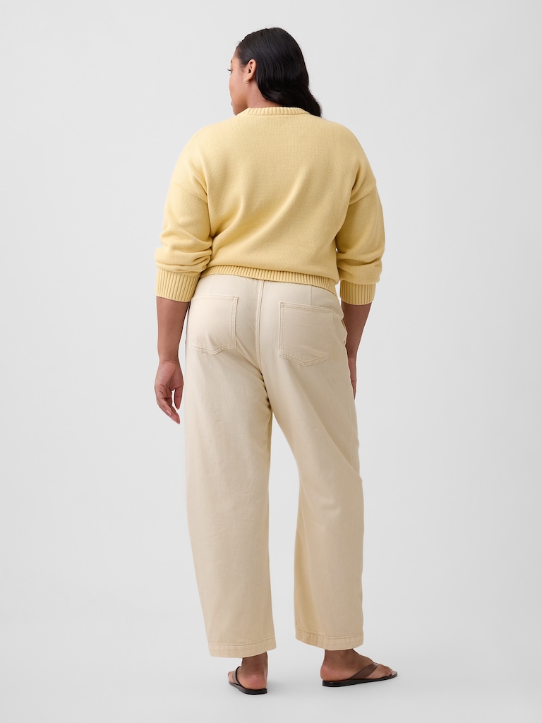 Mid Rise Pull-On Barrel Jeans