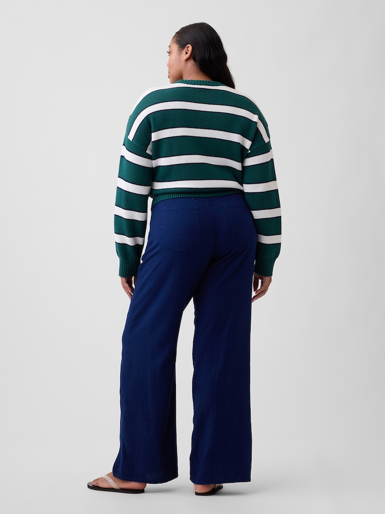 High Rise Linen-Blend Wide-Leg Pants