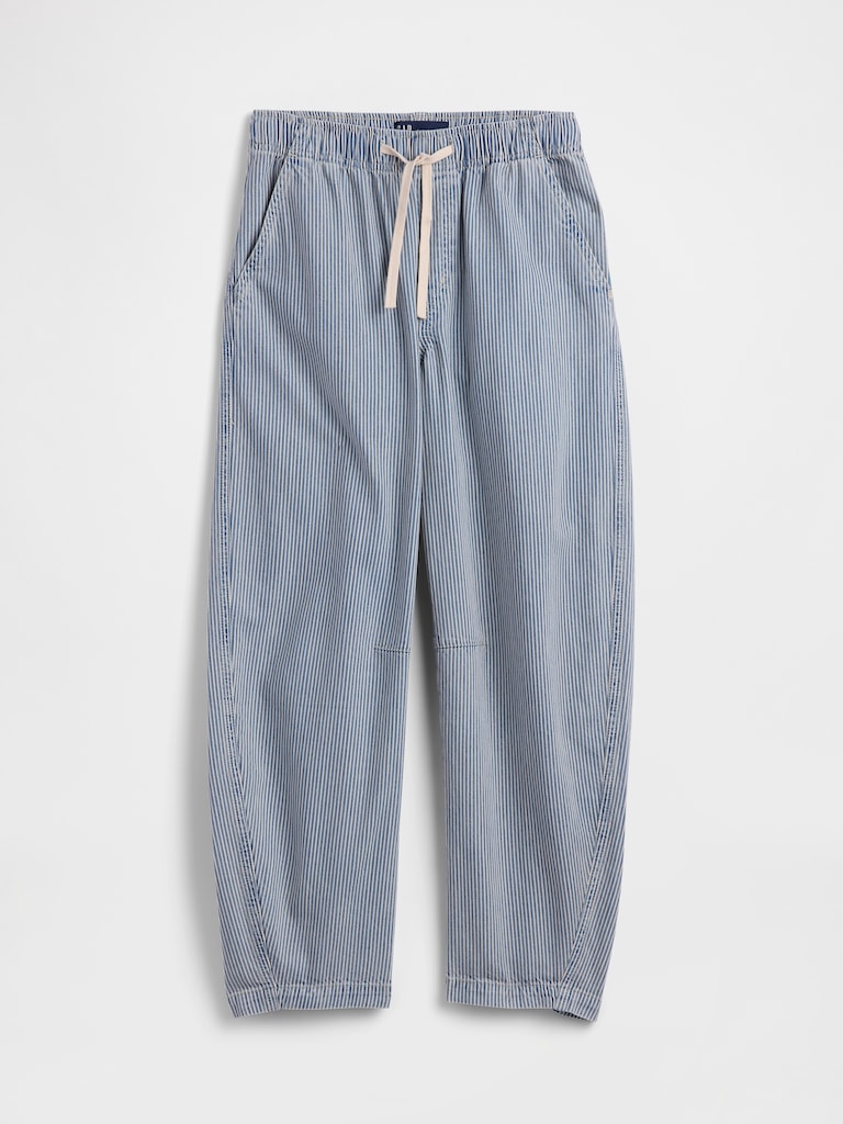 Mid Rise SuperSoft Stripe Pull-On Barrel Jeans