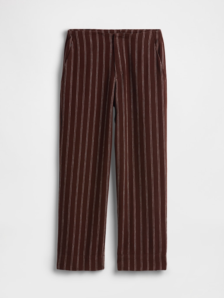 High Rise Linen-Blend Straight Crop Pants