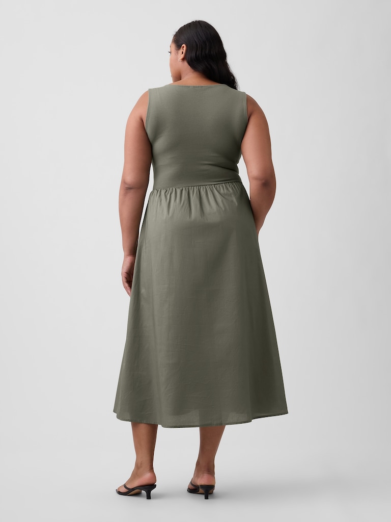 Sleeveless Boatneck Midi Dress