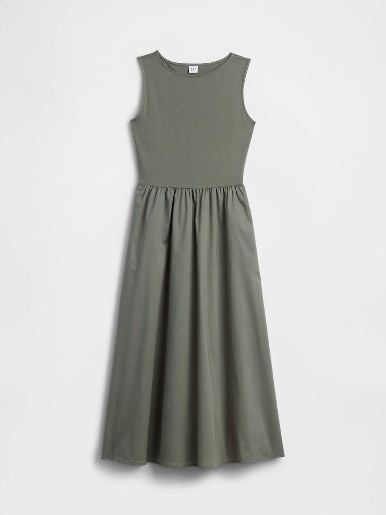 Sleeveless Boatneck Midi Dress
