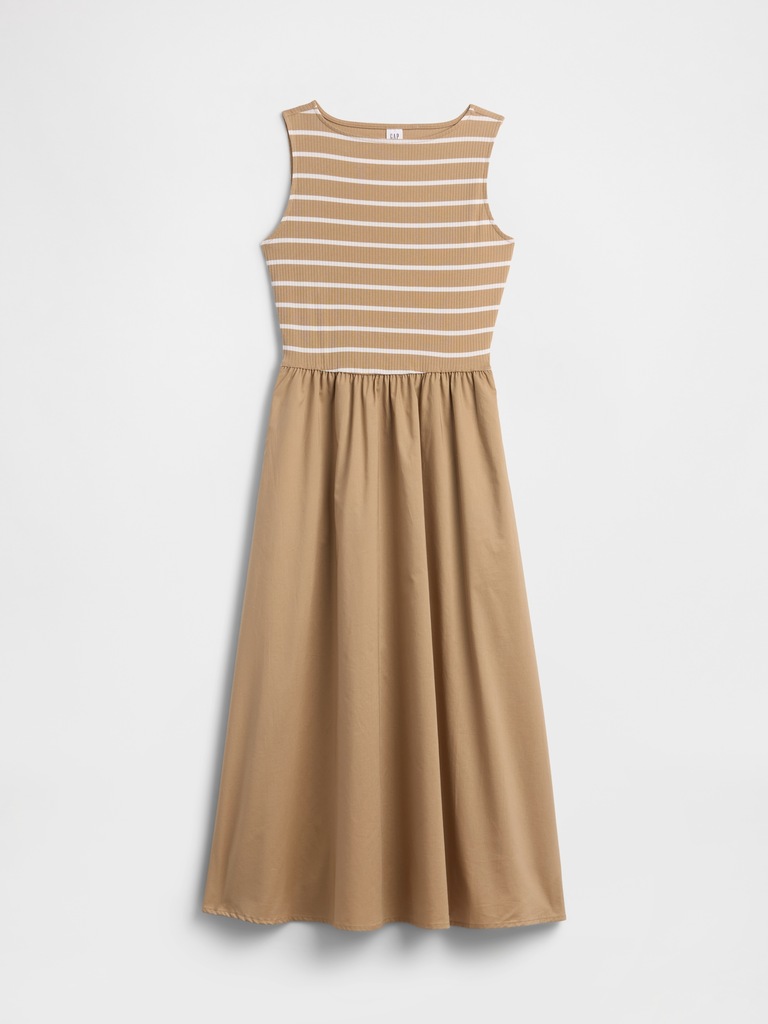 Sleeveless Boatneck Midi Dress