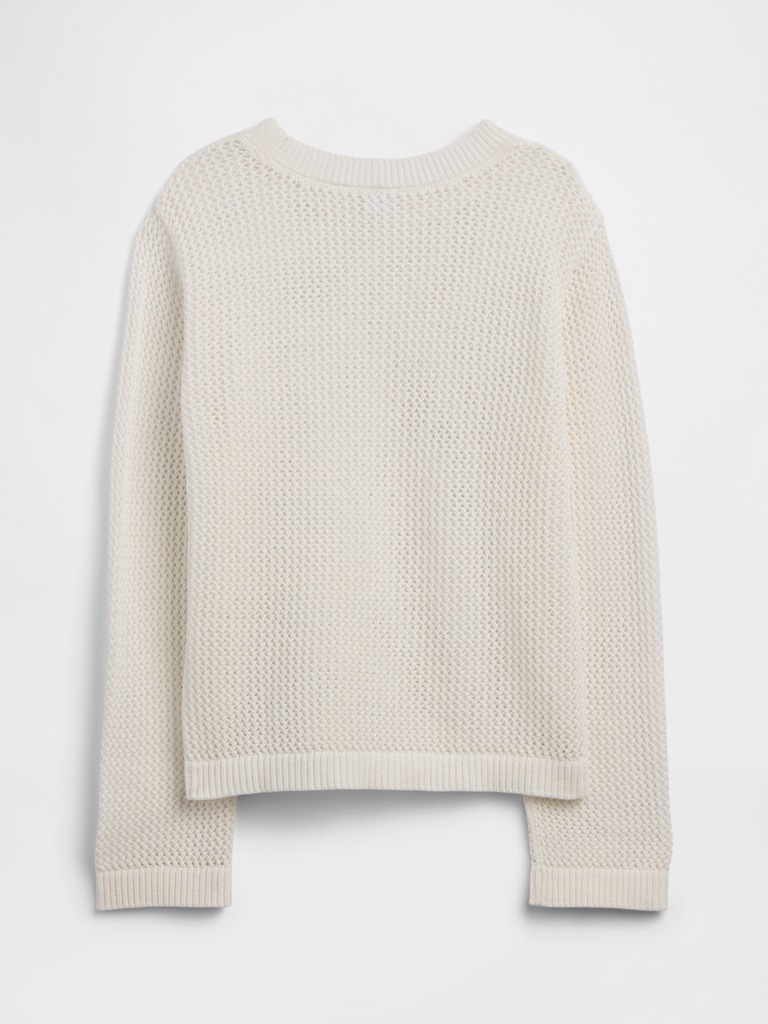 Kids Relaxed Crochet Crewneck Sweater