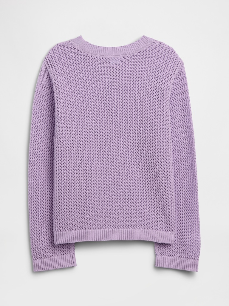 Kids Relaxed Crochet Crewneck Sweater