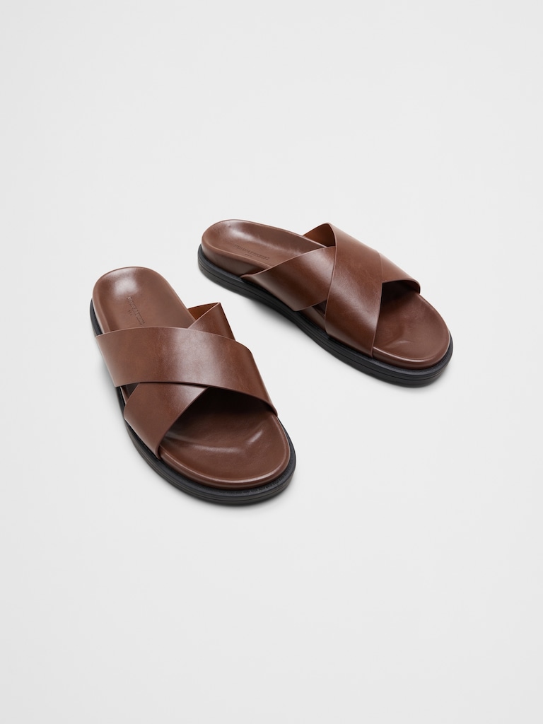 Vegan Leather Crossover Sandals