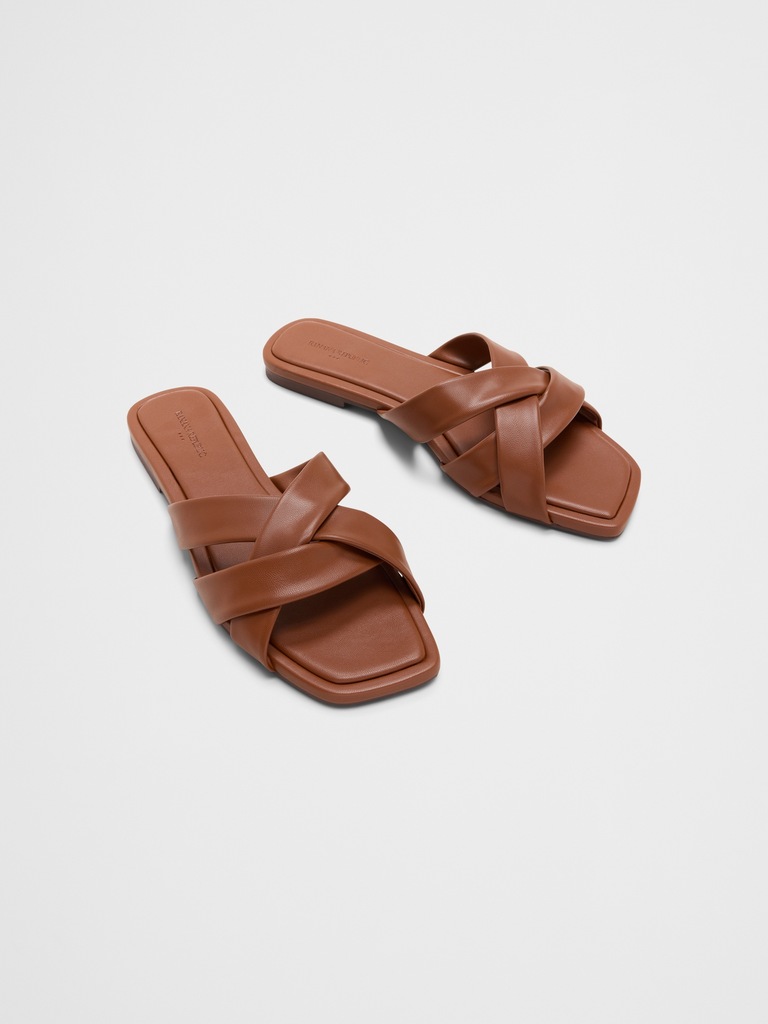 Vegan Leather Crossover Sandal